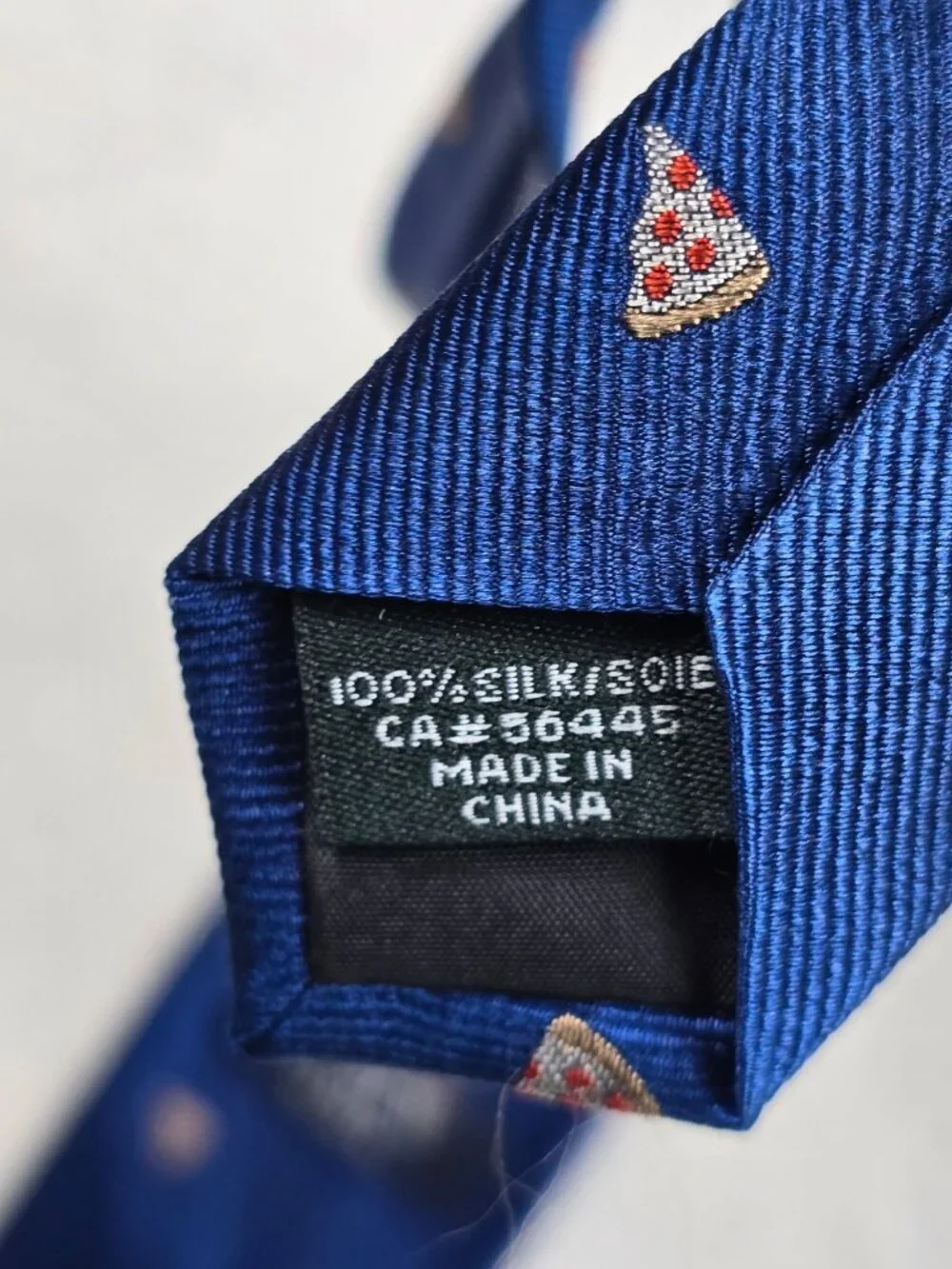 J Crew 100% Silk Navy Tie With Pizza Slice Pattern 100% Silk